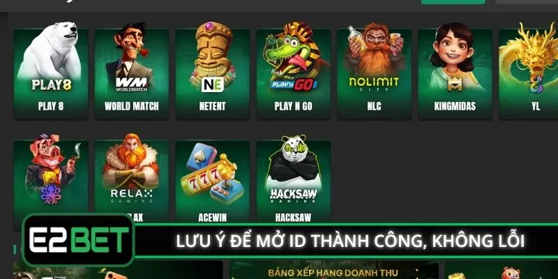 Lưu ý để mở ID thành công, không lỗi