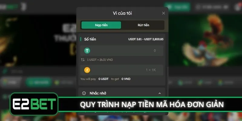 Quy trình nạp tiền mã hóa khá đơn giản