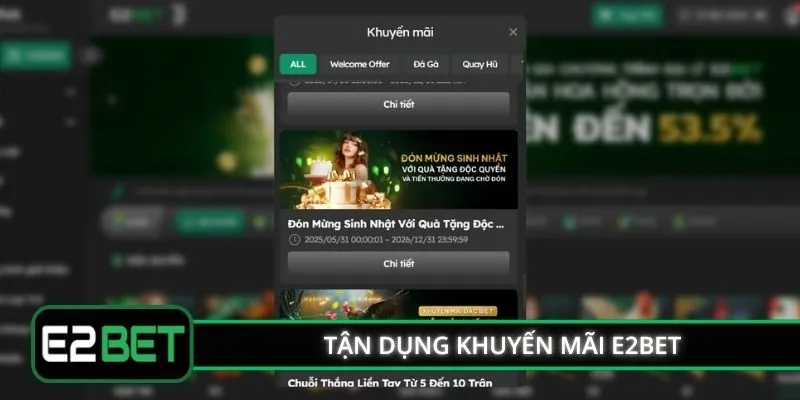 Tận dụng khuyến mãi E2BET trong cá cược